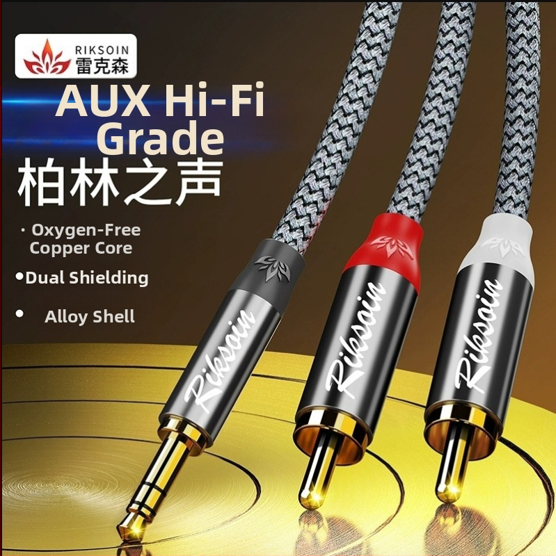 Adaptér kábel 3,5 mm na dvojité RCA pre zosilňovač a reproduktory, meďové jadro, zvukový výstup