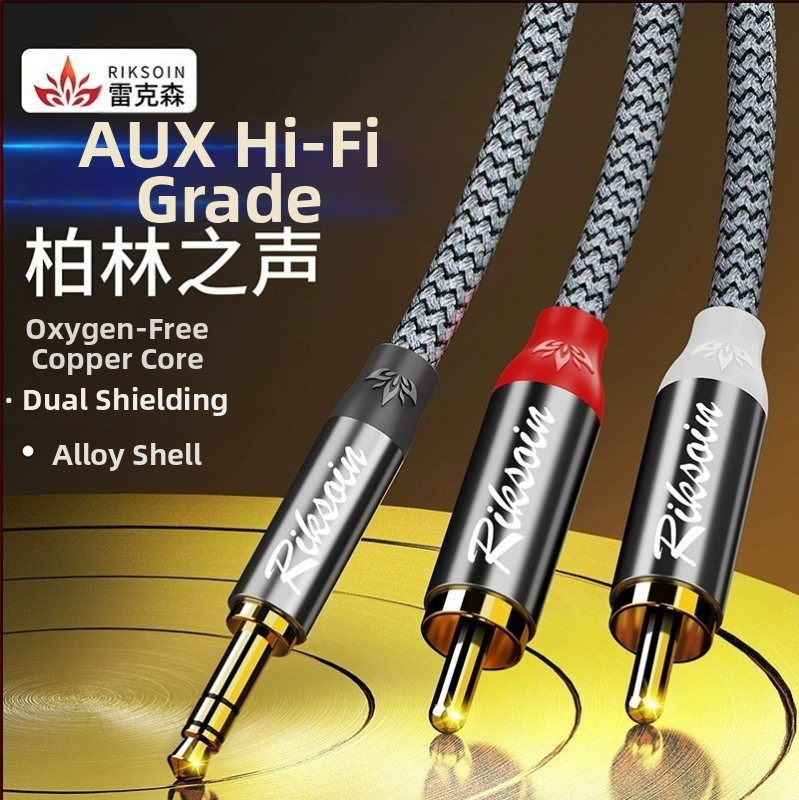 Adaptér kábel 3,5 mm na dvojité RCA pre zosilňovač a reproduktory, meďové jadro, zvukový výstup