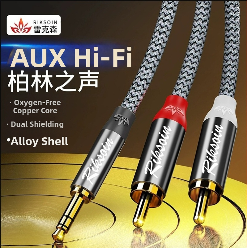 Adaptér kábel 3,5 mm na dvojité RCA pre zosilňovač a reproduktory, meďové jadro, zvukový výstup