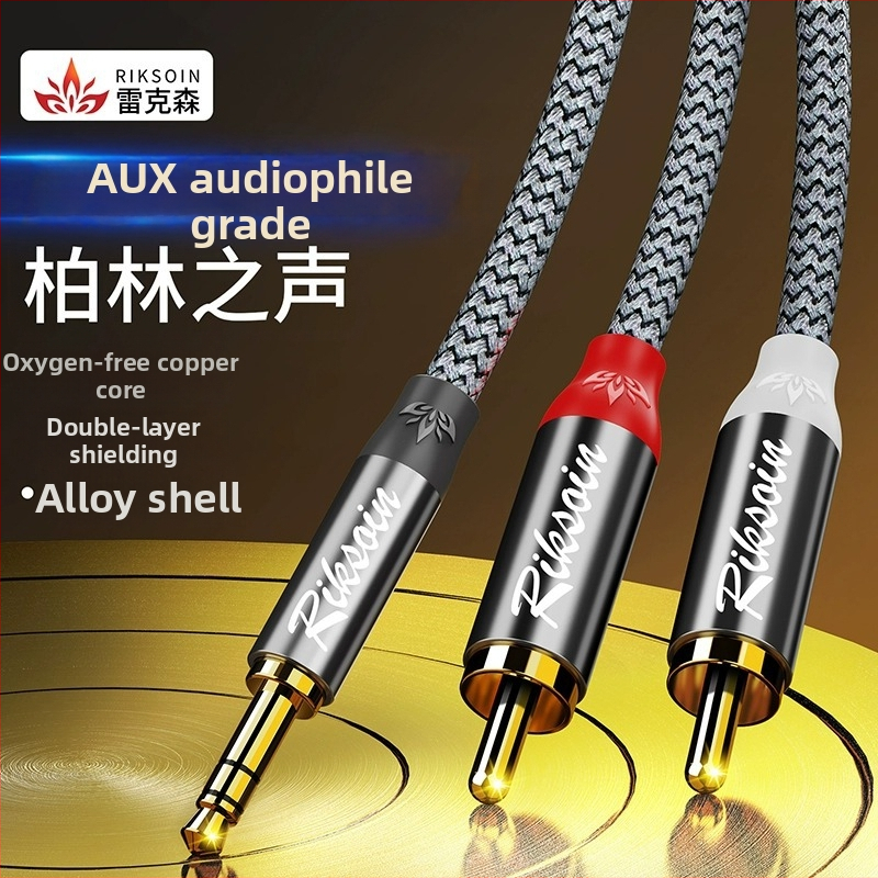 Adaptér kábel 3,5 mm na dvojité RCA pre zosilňovač a reproduktory, meďové jadro, zvukový výstup