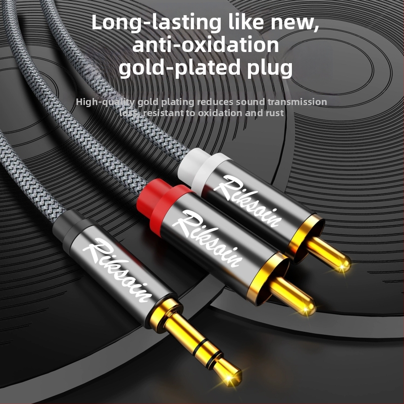 Adaptér kábel 3,5 mm na dvojité RCA pre zosilňovač a reproduktory, meďové jadro, zvukový výstup