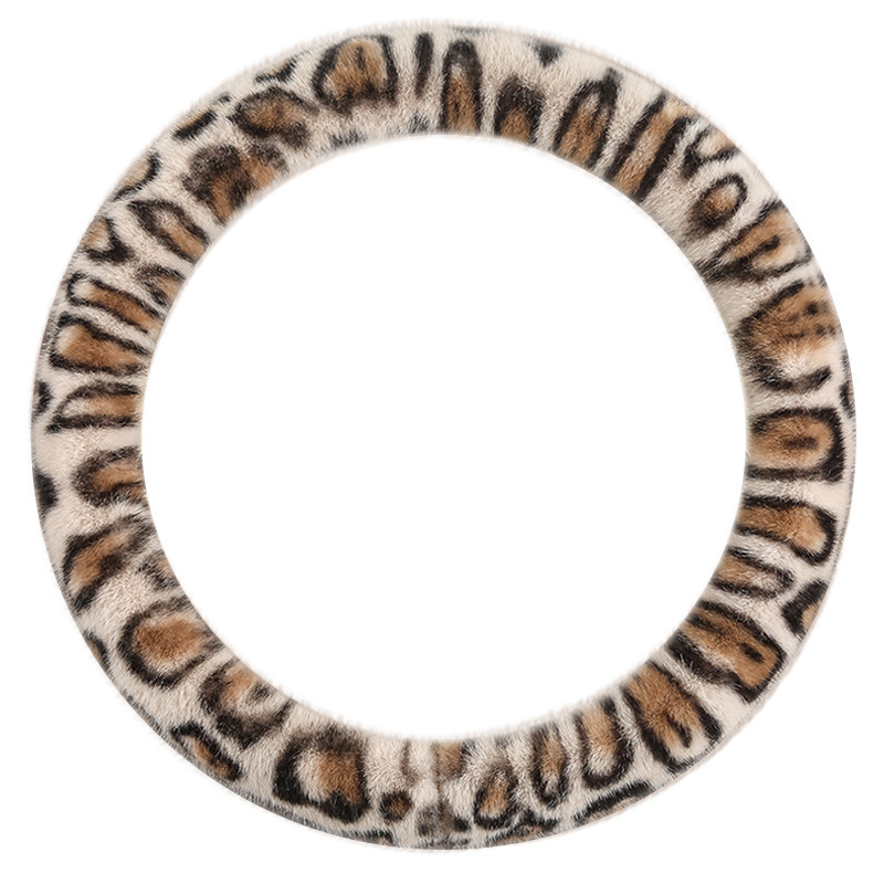 Husă pentru volan din pluș pentru iarnă, imprimeu leopard, potrivire universală, anti-derapant, durabilă