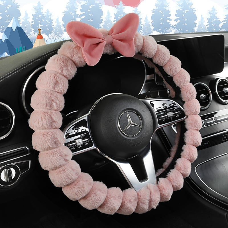 Ichabo potia volantu z umelého plyšu – zimný štýl, roztomilý dizajn, univerzálne uchytenie, materiál: umelý plyš