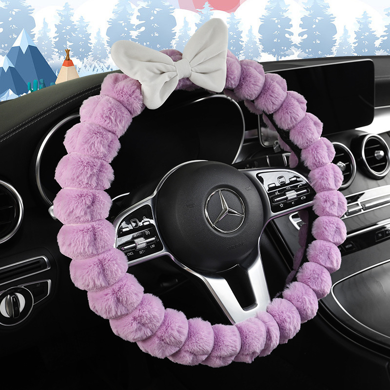 Ichabo potia volantu z umelého plyšu – zimný štýl, roztomilý dizajn, univerzálne uchytenie, materiál: umelý plyš