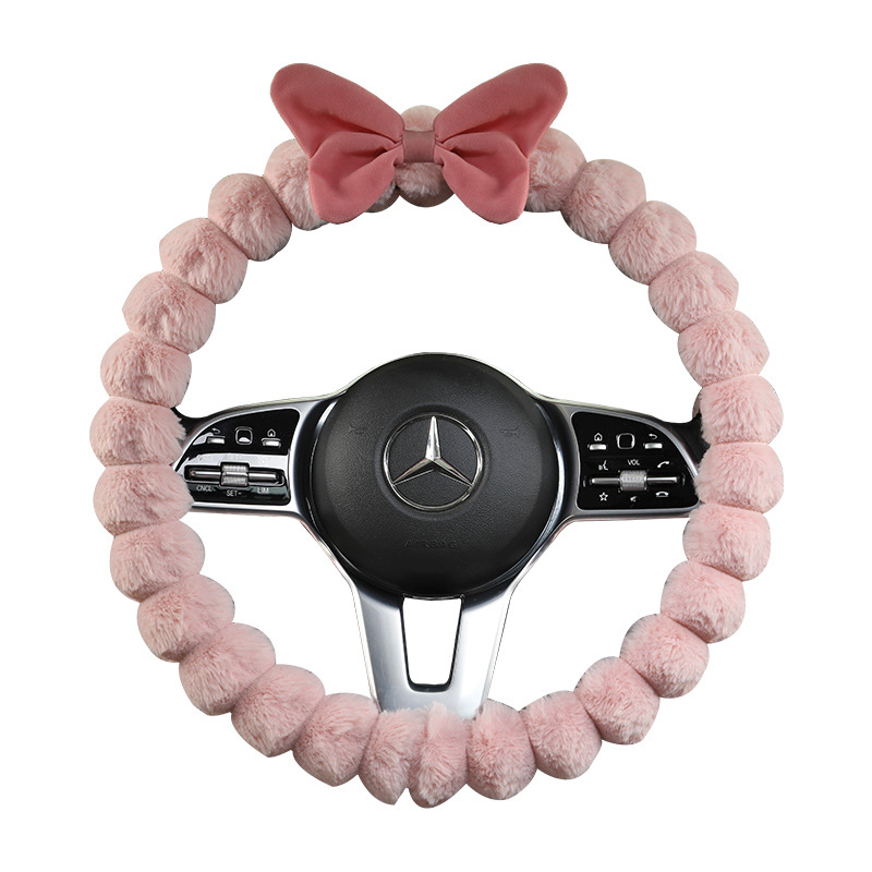 Ichabo potia volantu z umelého plyšu – zimný štýl, roztomilý dizajn, univerzálne uchytenie, materiál: umelý plyš