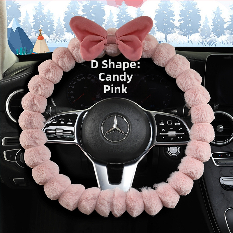 Ichabo potia volantu z umelého plyšu – zimný štýl, roztomilý dizajn, univerzálne uchytenie, materiál: umelý plyš