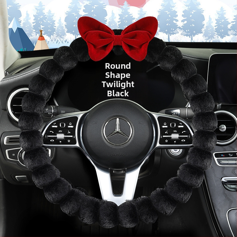 Ichabo potia volantu z umelého plyšu – zimný štýl, roztomilý dizajn, univerzálne uchytenie, materiál: umelý plyš