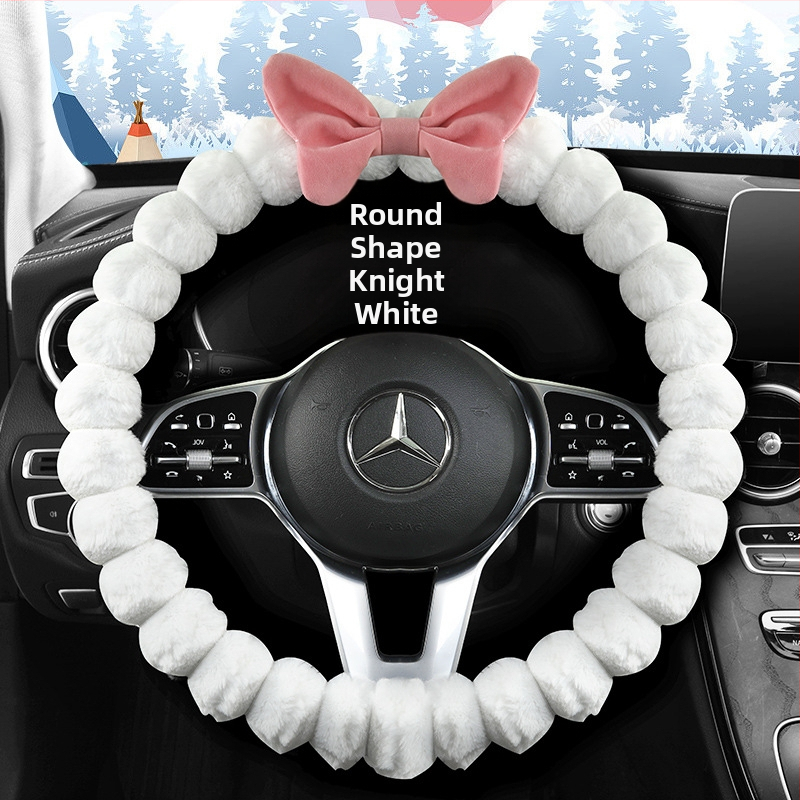 Ichabo potia volantu z umelého plyšu – zimný štýl, roztomilý dizajn, univerzálne uchytenie, materiál: umelý plyš