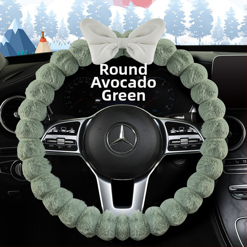 Ichabo potia volantu z umelého plyšu – zimný štýl, roztomilý dizajn, univerzálne uchytenie, materiál: umelý plyš