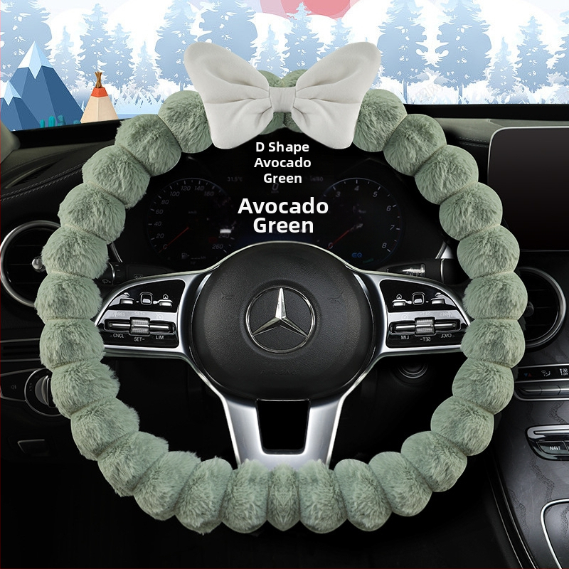 Ichabo potia volantu z umelého plyšu – zimný štýl, roztomilý dizajn, univerzálne uchytenie, materiál: umelý plyš