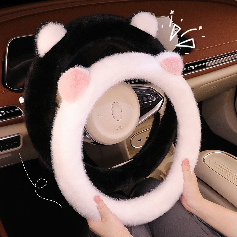 Husă de volan - stil minimalist, pluș artificial, utilizare de iarnă, potrivire universală cu majoritatea mașinilor