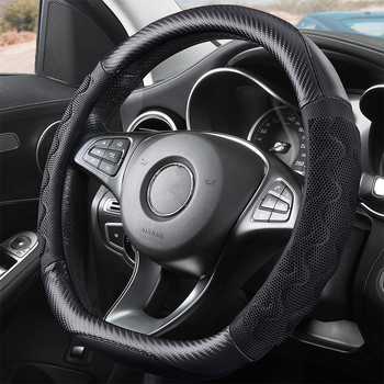 Husă pentru volan din piele, model diamant, antiderapant, respirabil, montaj universal, marca Aolong