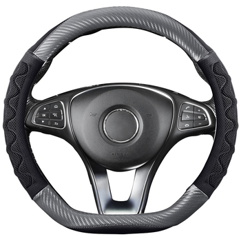 Husă pentru volan din piele, model diamant, antiderapant, respirabil, montaj universal, marca Aolong