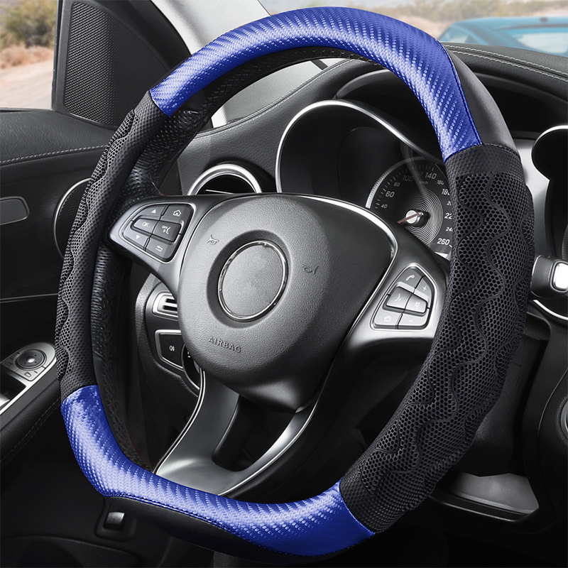 Husă pentru volan din piele, model diamant, antiderapant, respirabil, montaj universal, marca Aolong