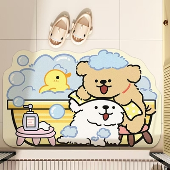 Covor de baie Cartoon, din lut diatom, formă extraterestru, model Cartoon, imprimare