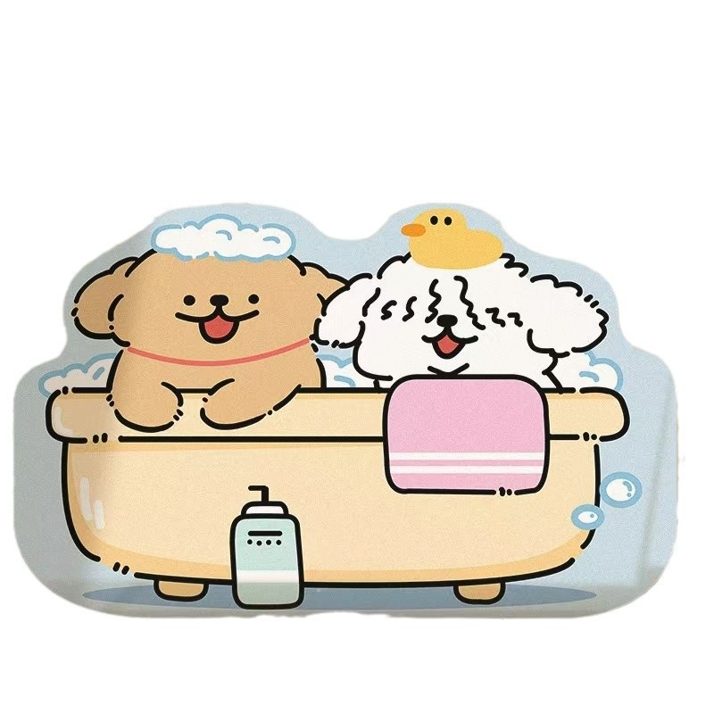 Covor de baie Cartoon, din lut diatom, formă extraterestru, model Cartoon, imprimare