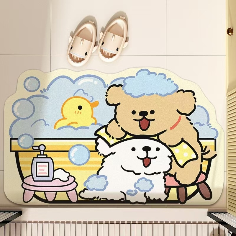 Covor de baie Cartoon, din lut diatom, formă extraterestru, model Cartoon, imprimare