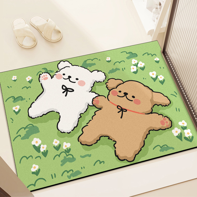 Covor de baie Cartoon, din lut diatom, formă extraterestru, model Cartoon, imprimare