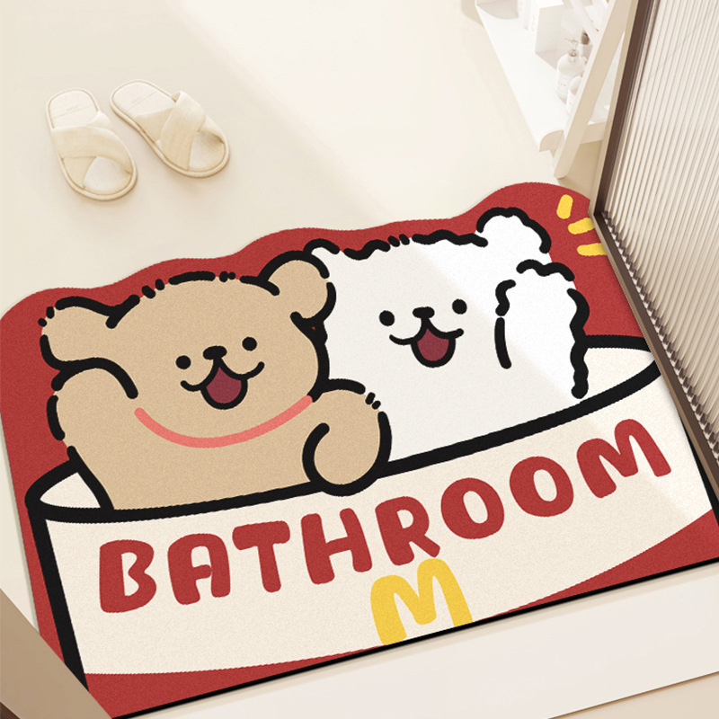 Covor de baie Cartoon, din lut diatom, formă extraterestru, model Cartoon, imprimare