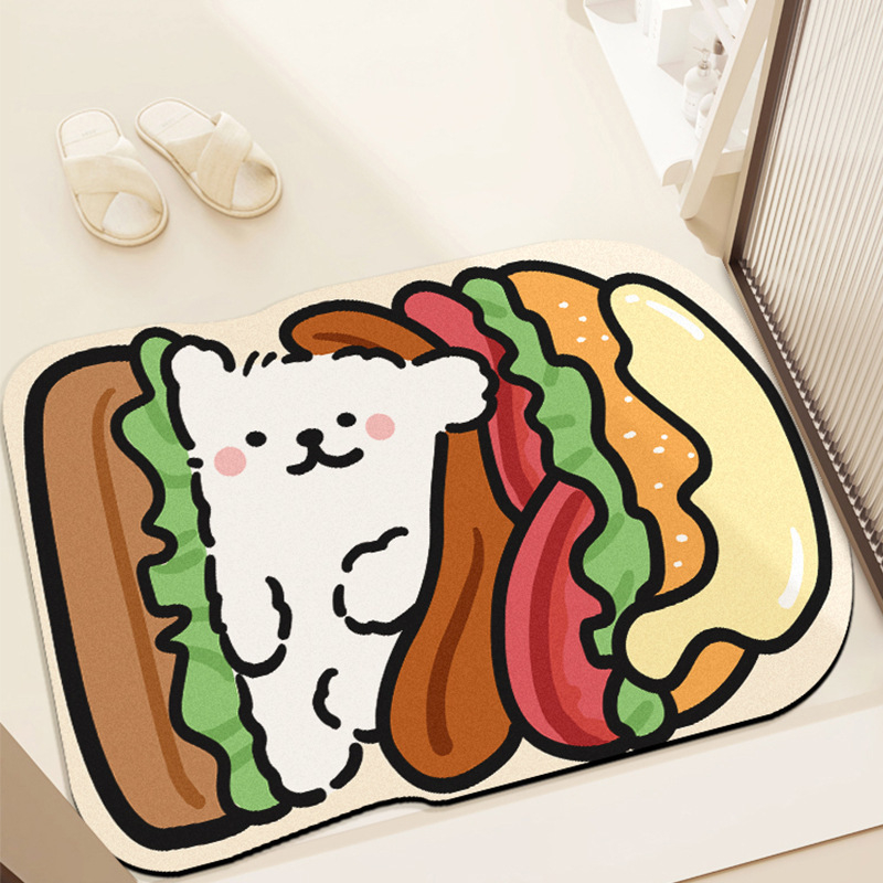 Covor de baie Cartoon, din lut diatom, formă extraterestru, model Cartoon, imprimare