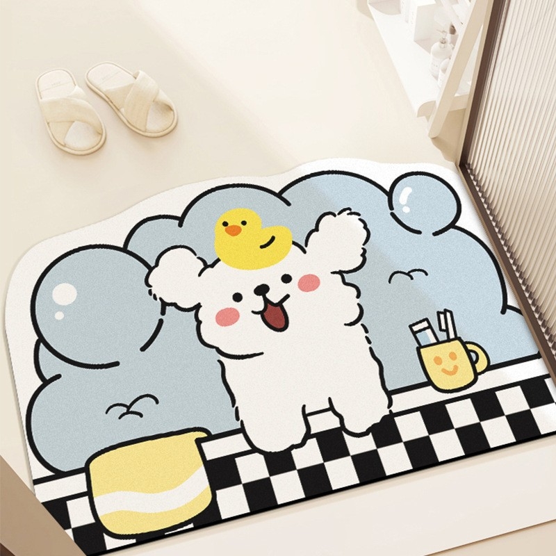 Covor de baie Cartoon, din lut diatom, formă extraterestru, model Cartoon, imprimare