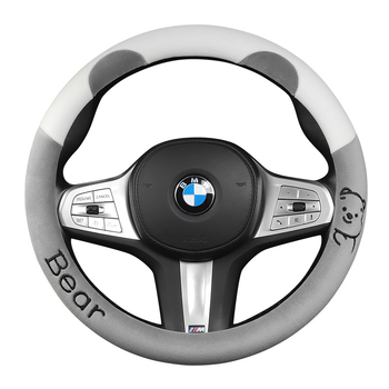 Husă volan auto — pluș artificial de iarnă, universală, acoperire completă a volanului