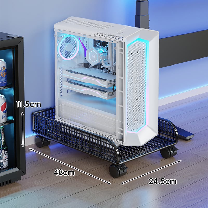 Dvodijelni pomični stalak za desktop računalo s prostorom za pohranu i rashladnom bazom, metalni okvir