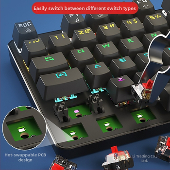 BOW Hot-Swap Механична клавиатура с Tea Switch, 87 клавиша, USB връзка за настолен компютър и лаптоп