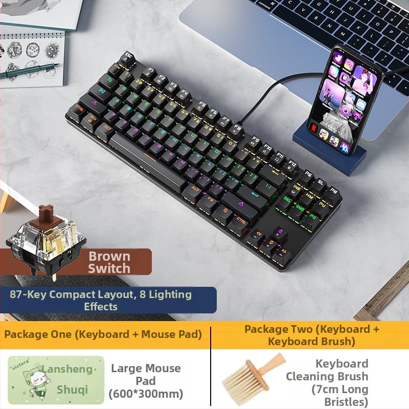 BOW Hot-Swap Механична клавиатура с Tea Switch, 87 клавиша, USB връзка за настолен компютър и лаптоп