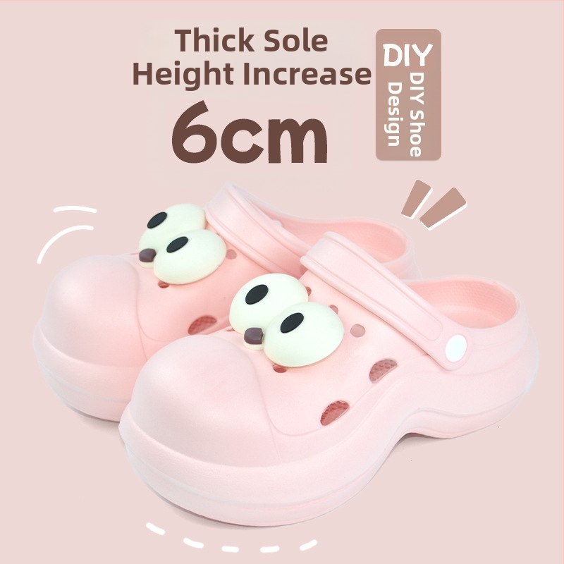 Qi Dashun Crocs stiliaus EVA putų sandalai moterims, kvėpuojantys aukštakulniai sandalai, paplūdimiui ir sodams, padas 3,5 cm+