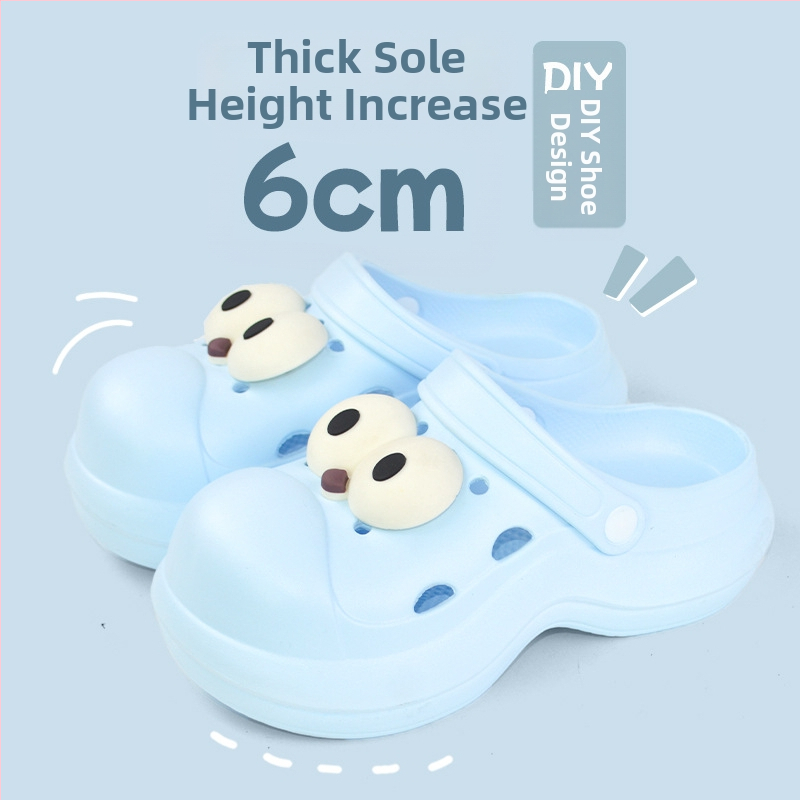 Qi Dashun Crocs stiliaus EVA putų sandalai moterims, kvėpuojantys aukštakulniai sandalai, paplūdimiui ir sodams, padas 3,5 cm+