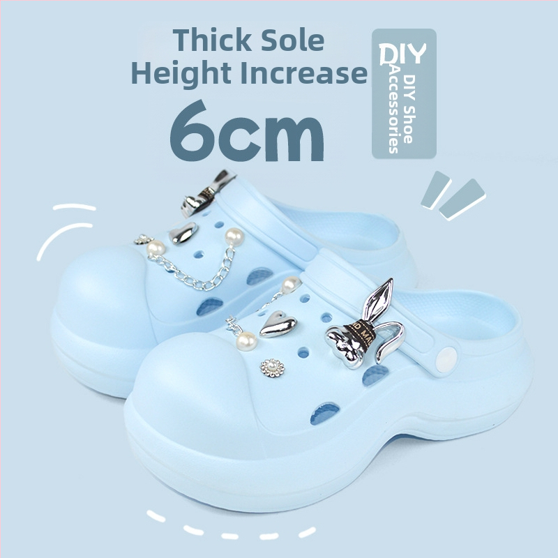 Qi Dashun Crocs stiliaus EVA putų sandalai moterims, kvėpuojantys aukštakulniai sandalai, paplūdimiui ir sodams, padas 3,5 cm+