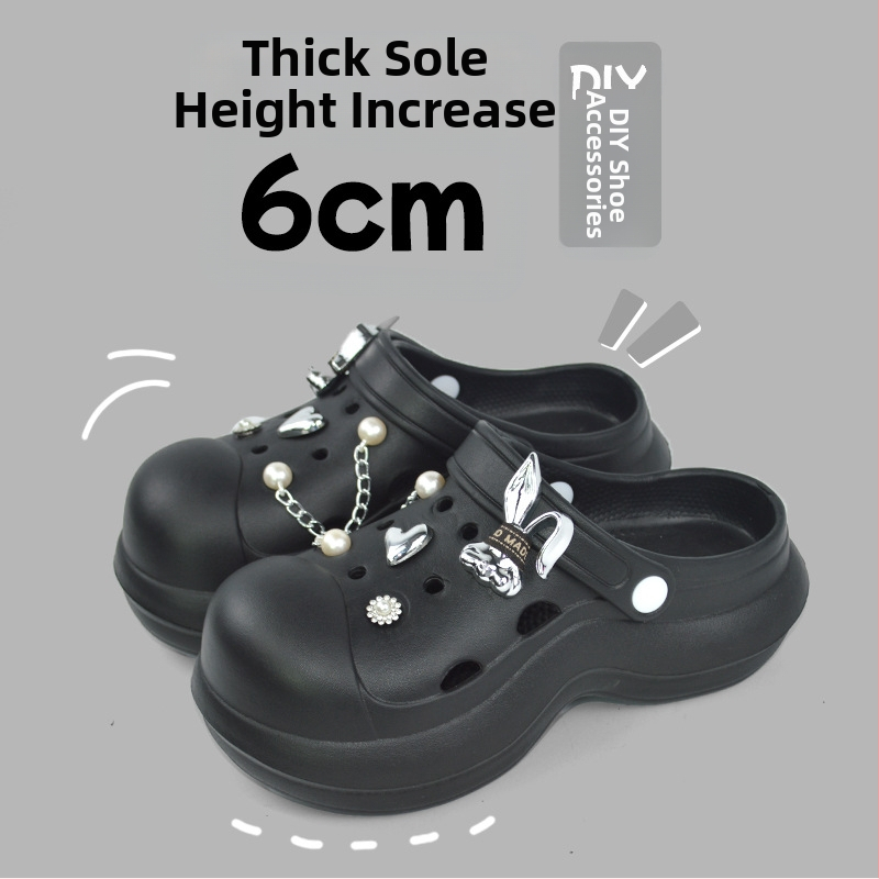 Qi Dashun Crocs stiliaus EVA putų sandalai moterims, kvėpuojantys aukštakulniai sandalai, paplūdimiui ir sodams, padas 3,5 cm+