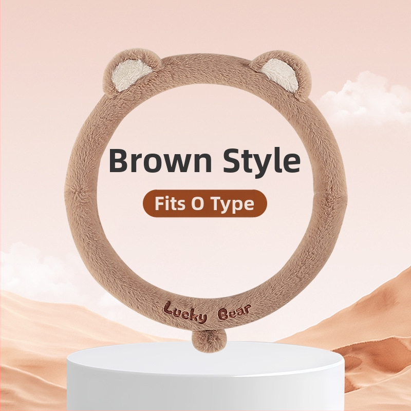 Automašīnas stūres pārsegs, radošs pūkains dizains, ziemas siltums, izšūts raksts, poliesteru virsma, universāla piestiprināšana