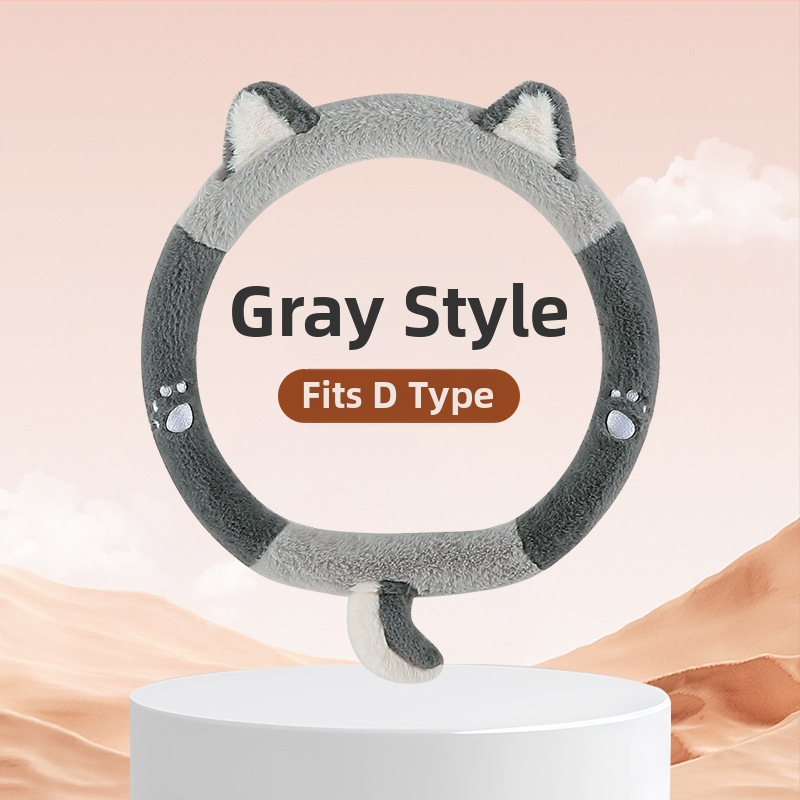 Automašīnas stūres pārsegs, radošs pūkains dizains, ziemas siltums, izšūts raksts, poliesteru virsma, universāla piestiprināšana