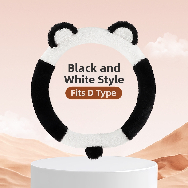 Automašīnas stūres pārsegs, radošs pūkains dizains, ziemas siltums, izšūts raksts, poliesteru virsma, universāla piestiprināšana