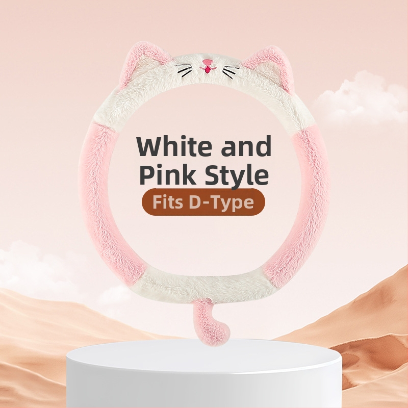 Automašīnas stūres pārsegs, radošs pūkains dizains, ziemas siltums, izšūts raksts, poliesteru virsma, universāla piestiprināšana