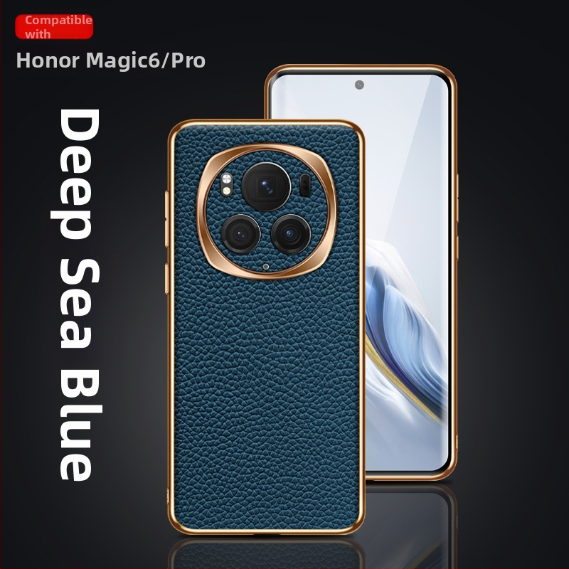 Carcasă de telefon Magic6/Pro pentru Glory, piele naturală, placare electroplating, protecție totală, disipare căldură, rezistentă la cădere, textură Lychee, personalizare disponibilă