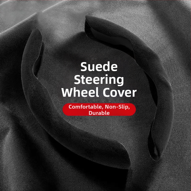 Automašīnas stūres pārsegs – ultra plāns, pretslīdēšana, mākslīgā āda ar suedes efektu, nodilumizturīgs, visu sezonu, sporta stils, universāla piemērošana