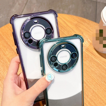 Kryt Huawei Mate60 Pro s airbagom na štyroch rohoch, priehľadný ochranný kryt objektívu s elektroplátovaním, PC+TPU