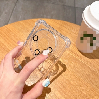 Kryt Huawei Mate60 Pro s airbagom na štyroch rohoch, priehľadný ochranný kryt objektívu s elektroplátovaním, PC+TPU