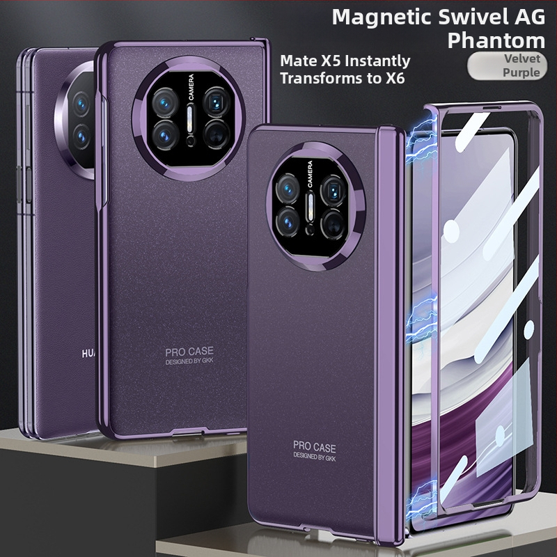 Huawei MateX5 viedtālruņa vāciņš – pilnīgs minimālistisks stils, elektroplatinga materiāls, matēta apdare, kritienizturīgs, piemērots Huawei