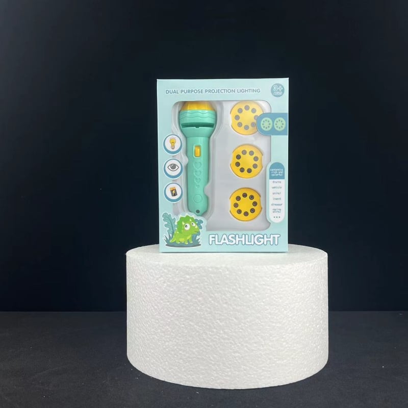 Jucărie cu proiecție – lanternă pentru educație timpurie, cu recunoaștere de forme și învățarea numerelor; construcție din plastic.