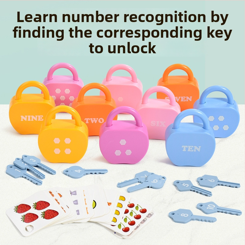 Kongming atslēgas – agrīnas izglītības spēle skaitļu un burtu mācībām, plastmasa, 13×3,5×21 cm, OEM logotips, vecums 0–3 gadi