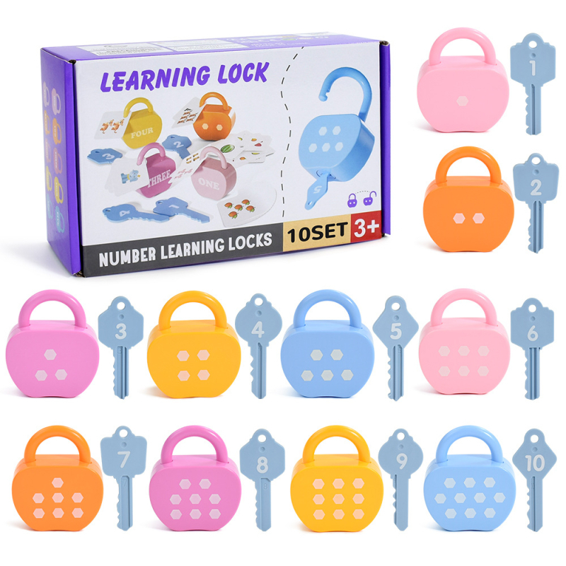 Kongming zár – Oktató fejlesztő játék számok és betűk, műanyag, 13×3.5×21 cm, OEM logó, 0–3 év