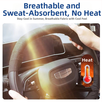 Stūres rata pārsegs ar ziemas pūka materiālu siltumam, nolietojuma labošanai, izturīgs pret nodilumu un neslīdošs, īsta āda virsmai Benyida transportlīdzekļiem