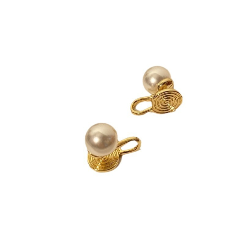 Cercei – Clips pentru urechi în formă de mosquito coil, perle colorate, design geometric minimalist, lucrate manual