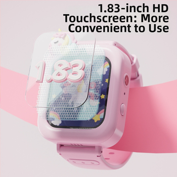 Детски смарт часовник с тъч екран, камера за снимки и видеозаписи, педометър, умни напомняния, силиконова каишка