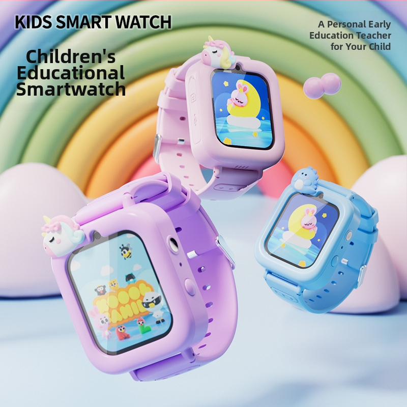 Детски смарт часовник с тъч екран, камера за снимки и видеозаписи, педометър, умни напомняния, силиконова каишка