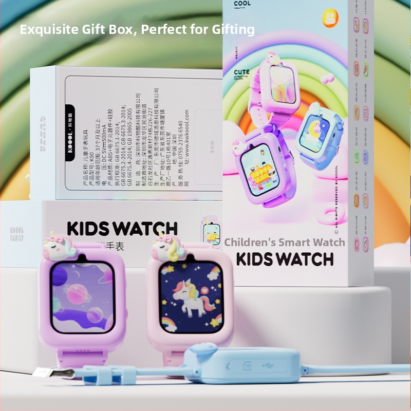 Детски смарт часовник с тъч екран, камера за снимки и видеозаписи, педометър, умни напомняния, силиконова каишка